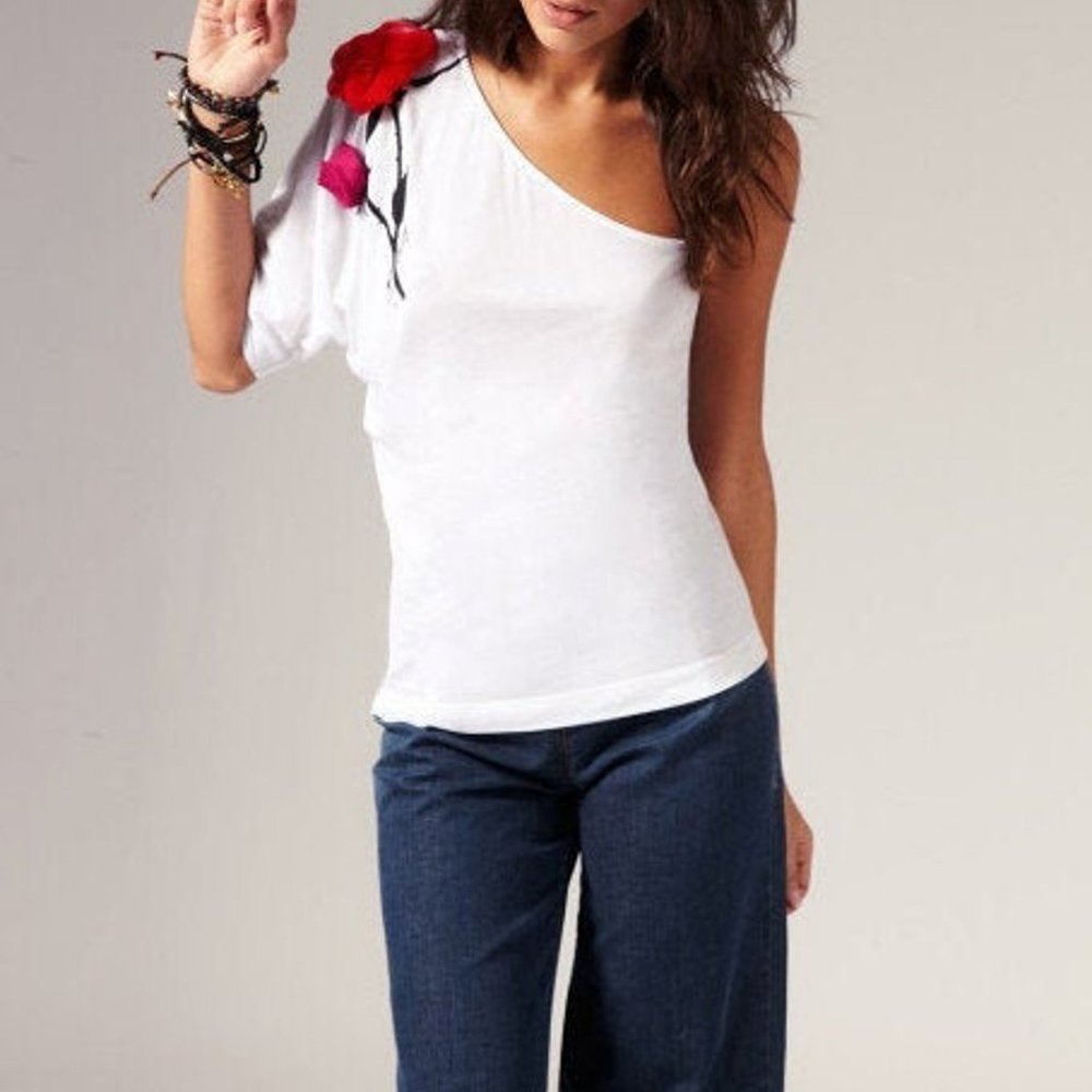 Miss Sixty asymmetrical one shoulder floral top